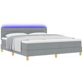 vidaXL Postelja s škatlo z vzmetnico in LED lučjo Svetlo siva 180x200 cm Tkanina, (22083001) | Shoptok.si