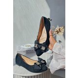 Boto PS1 Women's Eco-Suede Ballerina Flats with Bow and Brooch Black Satris | shoptok.hr