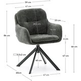 Kave Home Temno zelen oblazinjen jedilni stol z nasloni za roke Lexa – | Shoptok.si