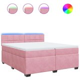 vidaXL Box spring postelja z vzmetnico roza 200x200 cm žamet | Shoptok.si
