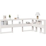  Knjižnica vzglavje L-oblike bela 120 cm trdna borovina | Shoptok.si