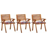 Maison Chic Vrtni Jedilni stoli - Vzorci stoli z blazinami 3 kosi trden akacijev les A2069, (21877556) | Shoptok.si