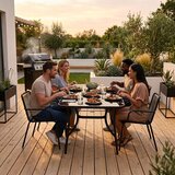 Multi Garden vrtni stol 140 × 80 cm s kaljenim staklom i otvorom za suncobran, crni | shoptok.hr