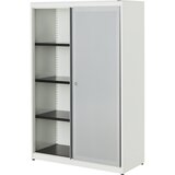 mauser Omara z drsnimi vrati, akustični učinek, jeklena plošča, VxŠxG 1516 x 1000 x 432 mm, 3 police, čista bela / aluminijasto siva / čista bela | Shoptok.si