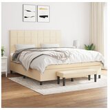 vidaXL Box spring postelja z vzmetnico krem 180x200 cm blago Cene