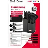 Klausberg KB-7835 set noževa i kuhinjskog pribora s daskom i stalkom, 12 dijelova &amp;ndash; crni Slike