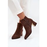 Boto Women's heeled ankle boots with gold details brown Kalivra | Shoptok.si