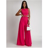 Fasardi Two-piece set with wide trousers and a dark pink blouse cene