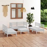 Maison Chic Seti vrtnega pohištva - Vrtna garnitura - Vrtni pohištvo set 7-delna bela trdna borovina, (21805846) | Shoptok.si