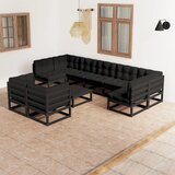  Sedežna garnitura 10-delna z blazinami trdna borovina | Shoptok.si