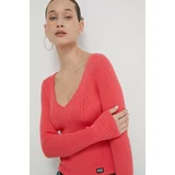 MOSCHINO JEANS Bombažen pulover roza barva