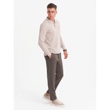 Ombre Men's structured polo longsleeve with patch - ash | Eponuda.ba