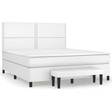 vidaXL Box spring postelja z vzmetnico bela 180x200 cm umetno usnje, (20900536) | Shoptok.si
