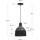 Kave Home Črna viseča svetilka z lesenim senčilom ø 21 cm Amire – | Shoptok.si