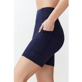 Trendyol Navy Blue Double Pocket Detailed Knitted Sports Shorts/Short Leggings