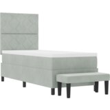 vidaXL Box Spring Postelja z Vzmetnico & Klopjo Svetlo Siva 80x200 cm Pliš | Shoptok.si