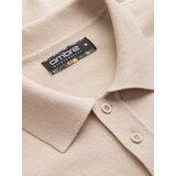 Ombre Men's soft knit polo shirt with contrasting stripes - beige | shoptok.hr
