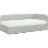 vidaXL Kotna postelja z vzmetnico Svetlo siva 90 x 190 cm Žamet | Shoptok.si