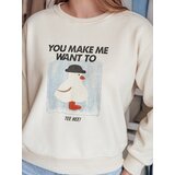DStreet Bluza damska oversize z nadrukiem GOOSHY ecru | shoptok.hr