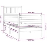  Okvir za krevet od masivnog drva 90 x 190 cm 3FT jednokrevetni | shoptok.hr