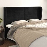  Vzglavje z ušesi črno 163x23x118/128 cm žamet, (20953312) | Shoptok.si