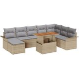  9-dijelni set vrtnog kauča s jastučićima bež poli ratan 2-sjedna vrtna sofa s pohranom i jastučićima bež poli ratan | shoptok.hr