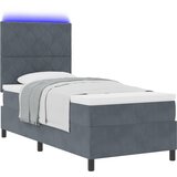 vidaXL Box Spring Krevet s Madracem & LED Tamno Siva 90x190 cm Baršun | shoptok.hr