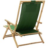  Nagibna stolica za opuštanje od bambusa i tkanine zelena | shoptok.hr