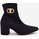 Zazoo Women's Heeled Boots With Gold Detail 3128 Black | shoptok.hr