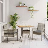  Set za objedovanje od 3 dijela s jastučićima siva poli ratan | shoptok.hr
