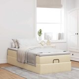  Otomanski okvir kreveta s madraca krem 90x190cm od tkanine | shoptok.hr