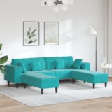  Baršunasta sofa s jastukom s jastukom 3 pcs Tirkizna 208 cm Baršun | shoptok.hr