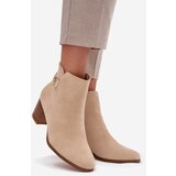 Boto Insulated Women's ankle boots on heel with gold detail beige Renora | shoptok.hr