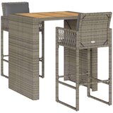  3-dijelni vrtni barski set s jastucima sivi poliratana bagrem | shoptok.hr