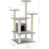 vidaXL Penjalica za mačke sa stupovima za grebanje svjetlosiva 110 cm | shoptok.hr