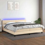  Box spring s madracem LED krem 200x200 cm od tkanine Cijene