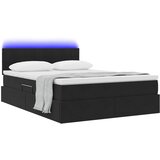  LED krevet za pohranu s madracem Crna 140 x 200 cm Baršun | shoptok.hr