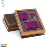 PRINC LEATHER Ženski poklon set, Futrola za kartice novčanik i ogledalce, Ljubičasti Cene