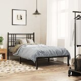 Maison Chic Kovinski Posteljni okvir - Enojna postelja - Postelja za odrasle z vzglavjem črn 90x190 cm, (21694304) | Shoptok.si