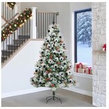 vidaXL Umjetno božićno drvce S LED lampica Zelena i bijela 240 cm - 240 cm s LED-ima i crnim kuglicama Cijene