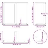  Noge blagovaonskog stola T-oblika 2 kom 80x35x(72-73) cm čelik | shoptok.hr