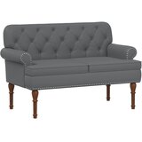  Ljubavni kauč s gumbima Siva 120 x 65 x 77 cm Umjetna koža | Eponuda.com
