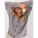 Fashion Hunters Grey loose sweater with openwork pattern | Shoptok.si
