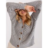 Fashion Hunters Grey loose sweater with openwork pattern Cene