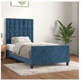  Posteljni okvir z vzglavjem temno moder 80x200 cm žamet | Shoptok.si
