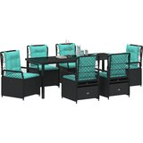 vidaXL 7-delni komplet vrtnega jedilnega pohištva črna poli ratan - - črna - 93.3 - 6-sedežni - | Shoptok.si