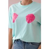 Kesi Cotton blouse with floral print in light mint color | shoptok.hr