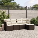 vidaXL 5-dijelni set vrtnih sofa s jastucima poliratan smeđi | shoptok.hr