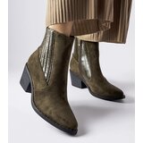 Gemre Green eco-suede ankle boots on a low block heel Sovere | Shoptok.si
