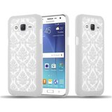 Cadorabo Case, združljiv s Samsungom v beli barvi - trdi zaščitni pokrov v Flower Paisley Henna Design proti praskam in udarcem, (20562240) Cene